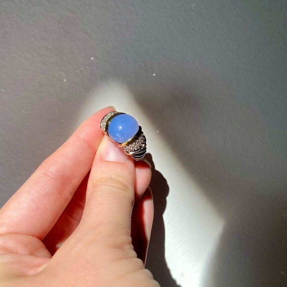 David Yurman Large Chalcedony Diamond Ring - Picture 3 of 12